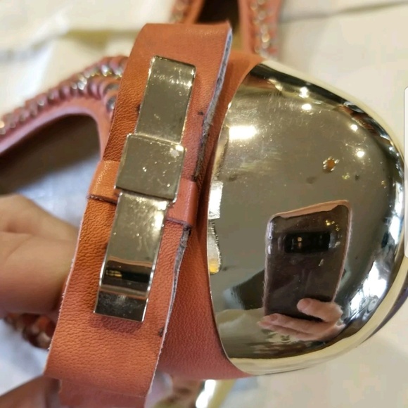 Jeffrey Campbell orange and gold flats - Picture 2 of 7